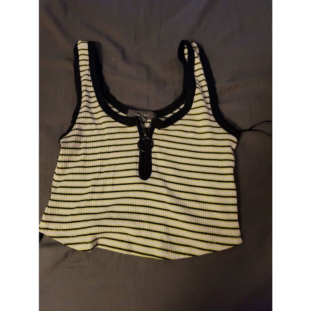 Primark green stripe crop top
